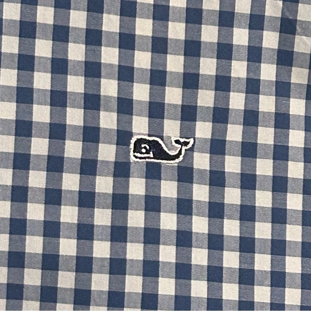 Vineyard Vines Green Plaid Gingham Long Sleeve Button Whale Shirt Youth size 16